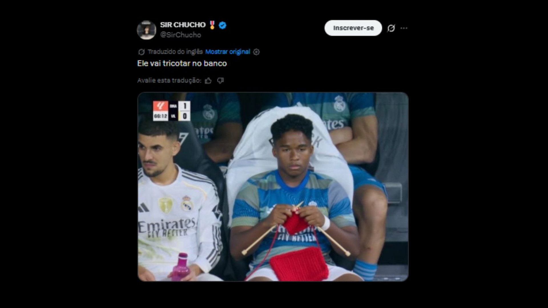 Torcedores repercutem permanência do Endrick no Real Madrid - Reprodução/X @SirChuco