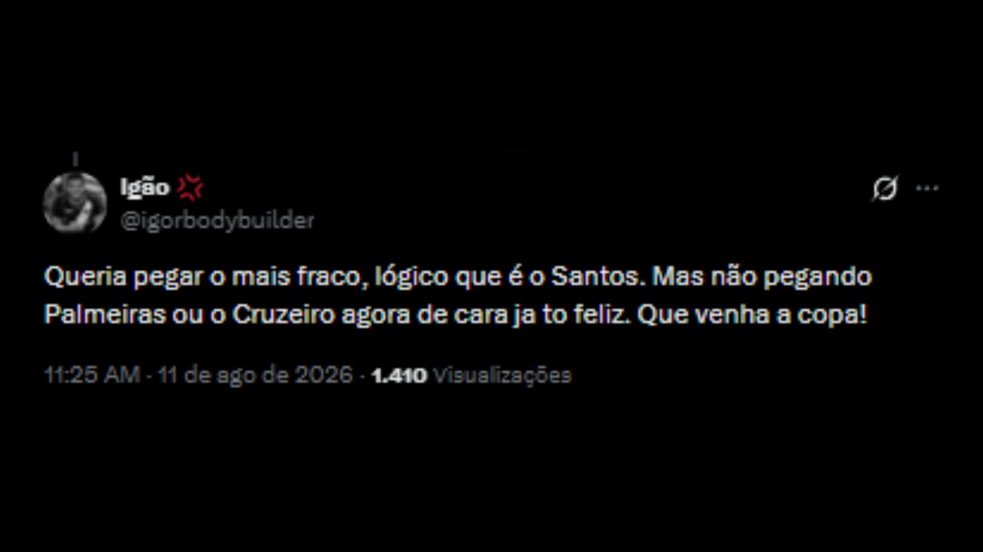 Torcedores do Vasco otimista em relação ao confronto contra o Vitória, pela Copa do Brasil - Reprodução/X @igorbodybuilder