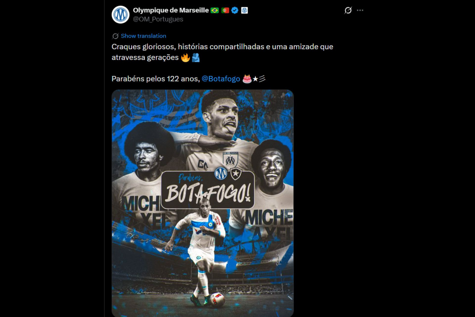Mundo do futebol parabeniza o Botafogo pelos 122 anos de história - Reprodução / X