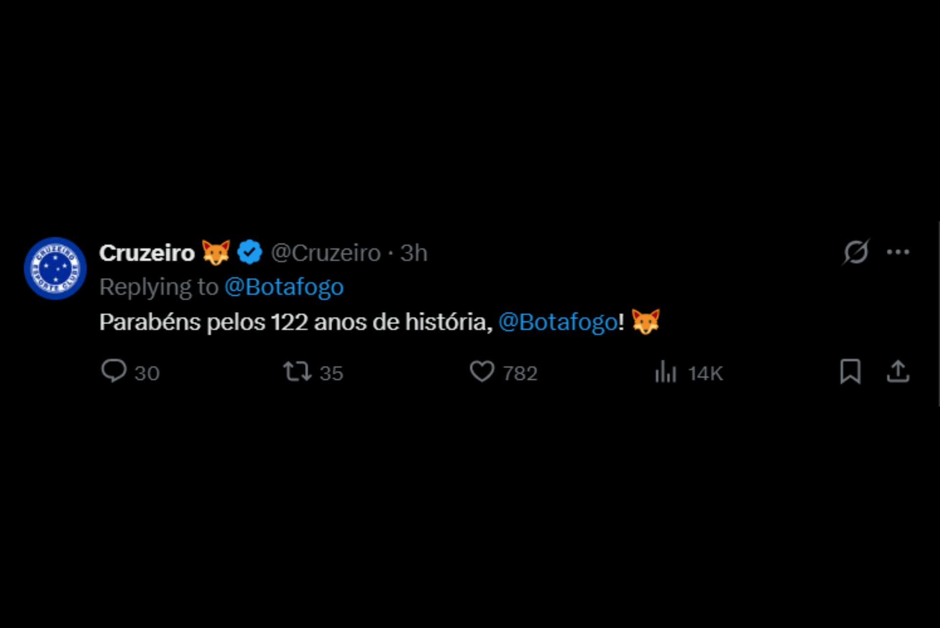 Mundo do futebol parabeniza o Botafogo pelos 122 anos de história - Reprodução / X