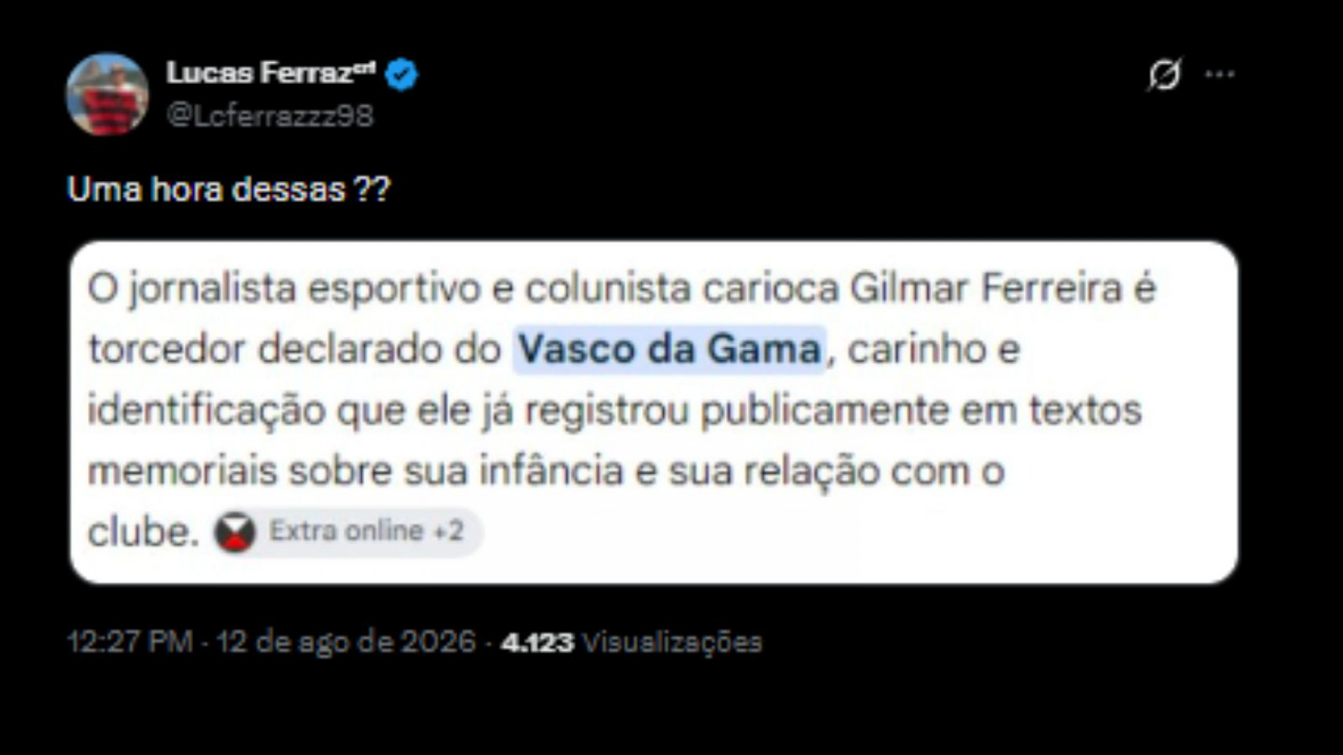 Torcedores ironizando à afirmação de Gilmar Ferreira - Reprodução/X @LcFerrazzz98