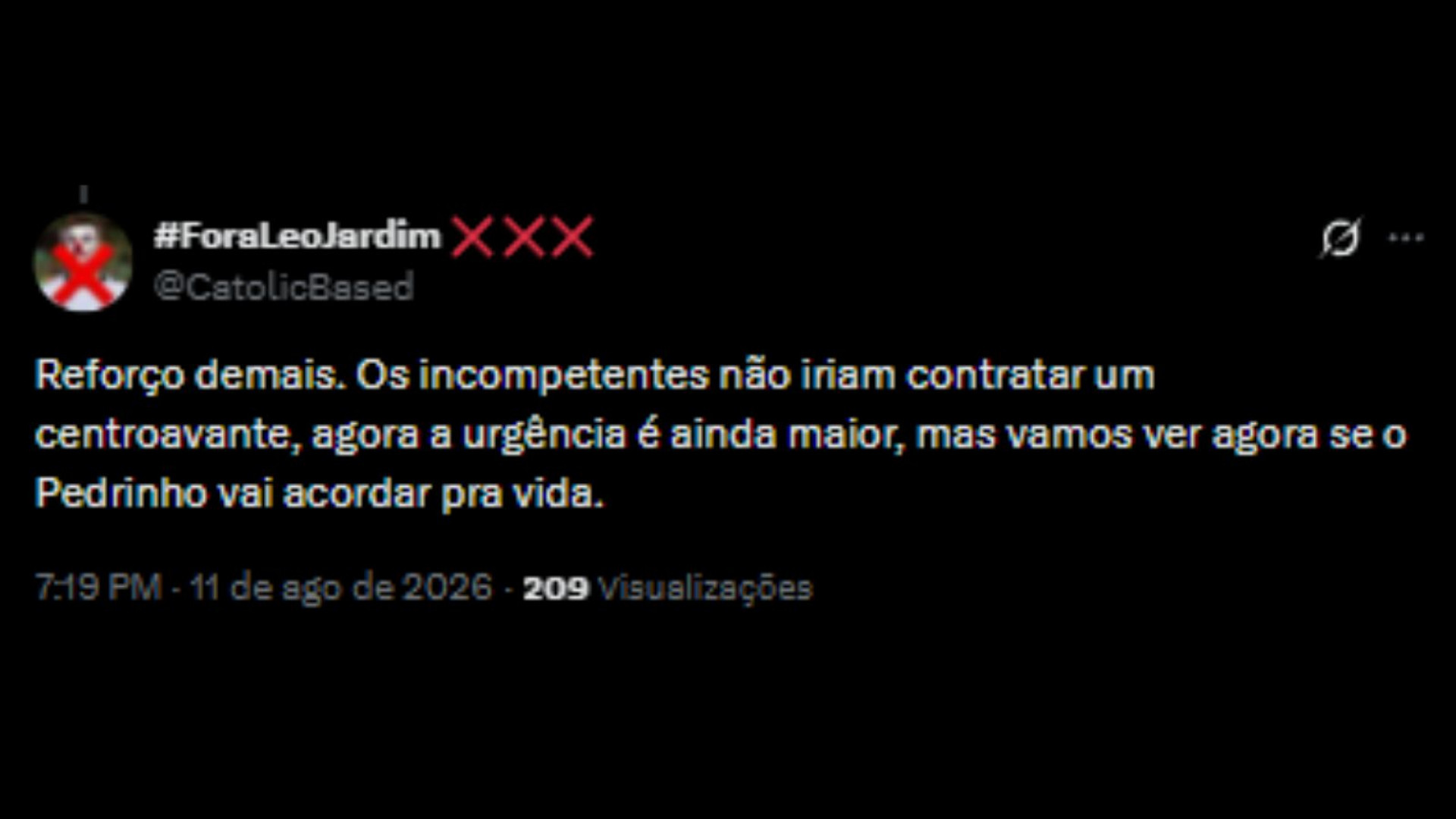Vascaínos lamentando lesão do Brenner e cobrando diretoria - Reprodução/X @CatolicBased