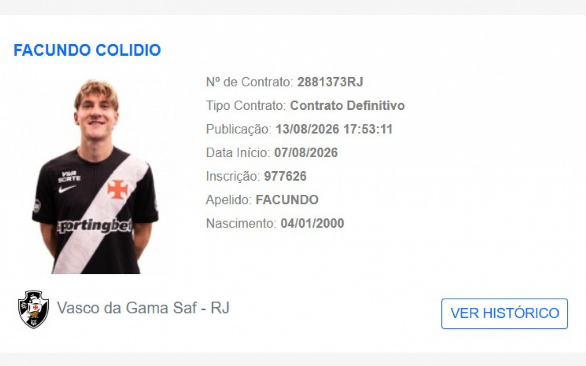 Facundo Colidio registrado no BID