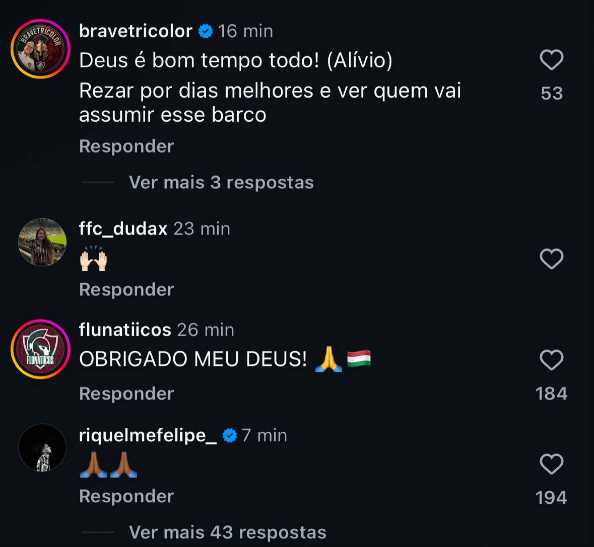 Al&eacute;m de torcedores do Fluminense, Riquelme Felipe foi um dos que comemorou em postagem com a not&iacute;cia da demiss&atilde;o de Zubeld&iacute;a - Reprodu&ccedil;&atilde;o de redes sociais