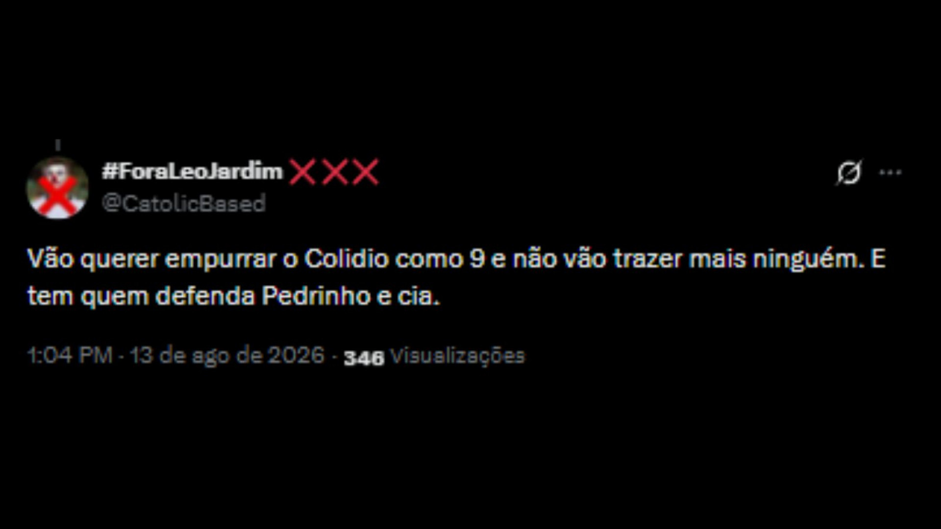 Torcedores debatendo possiblidade de Facundo Colidio jogar como centroavante - Reprodução/X @CatolicBased
