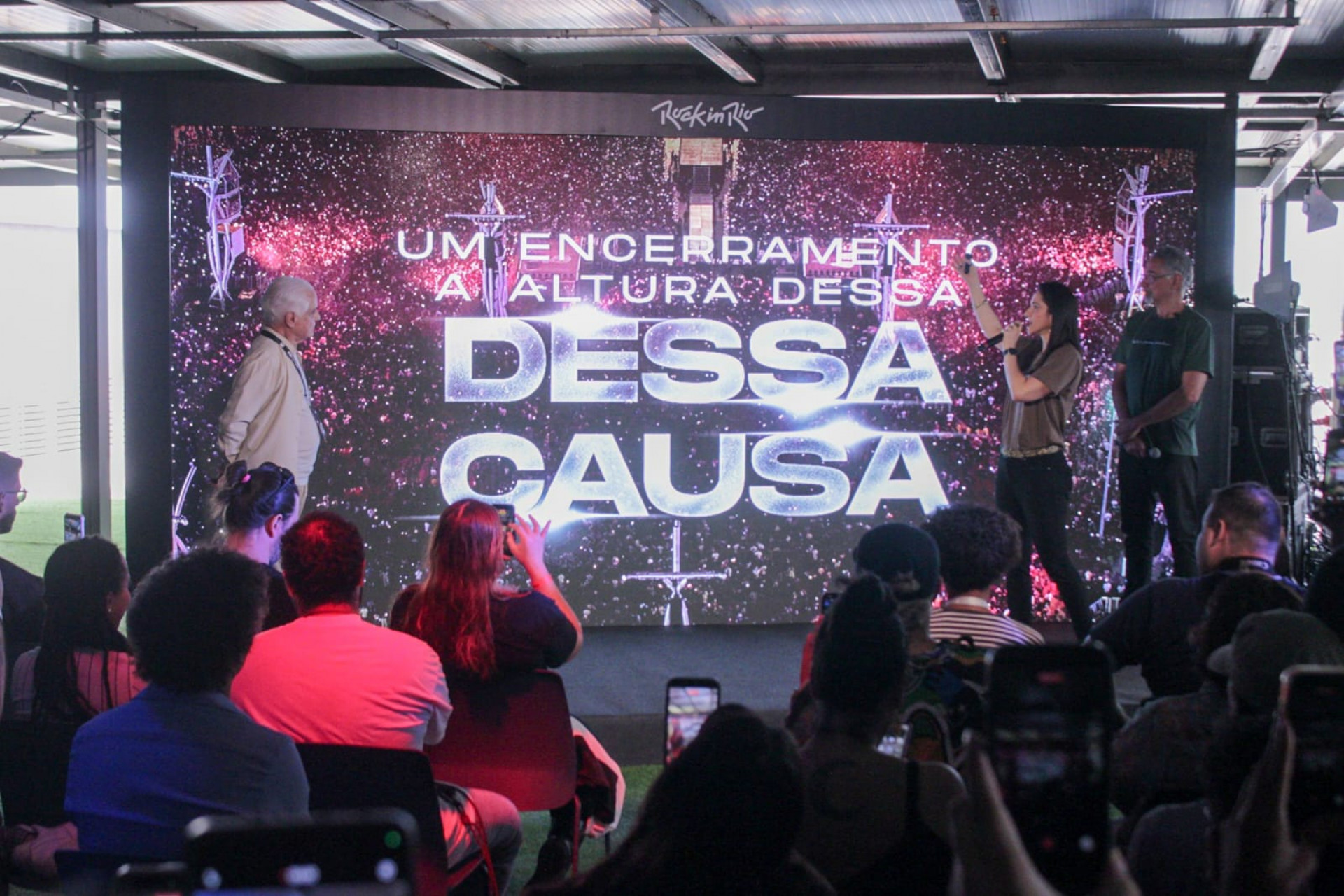 Roberto Medina, Daniel Souza e Ana Decastes anunciam a parceria entre o Rock in Rio e a Ação Cidadania - Carlos Elias Junior/ Agência O Dia