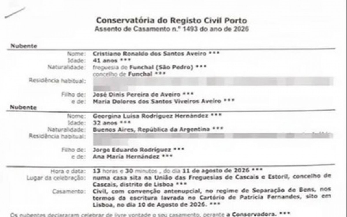 Cristiano Ronaldo n&atilde;o chamou nem a m&atilde;e para o pr&oacute;prio casamento
