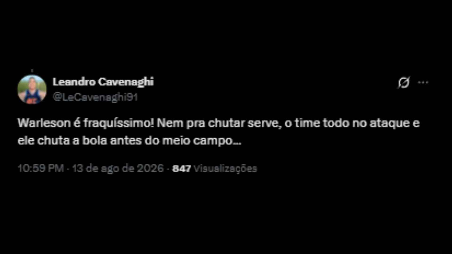 Críticas ao goleiro Warleson, após sofrer 6 gols, em Botafogo e Cienciano pela Sul-Americana - Reprodução/X @LeCavenaghi91
