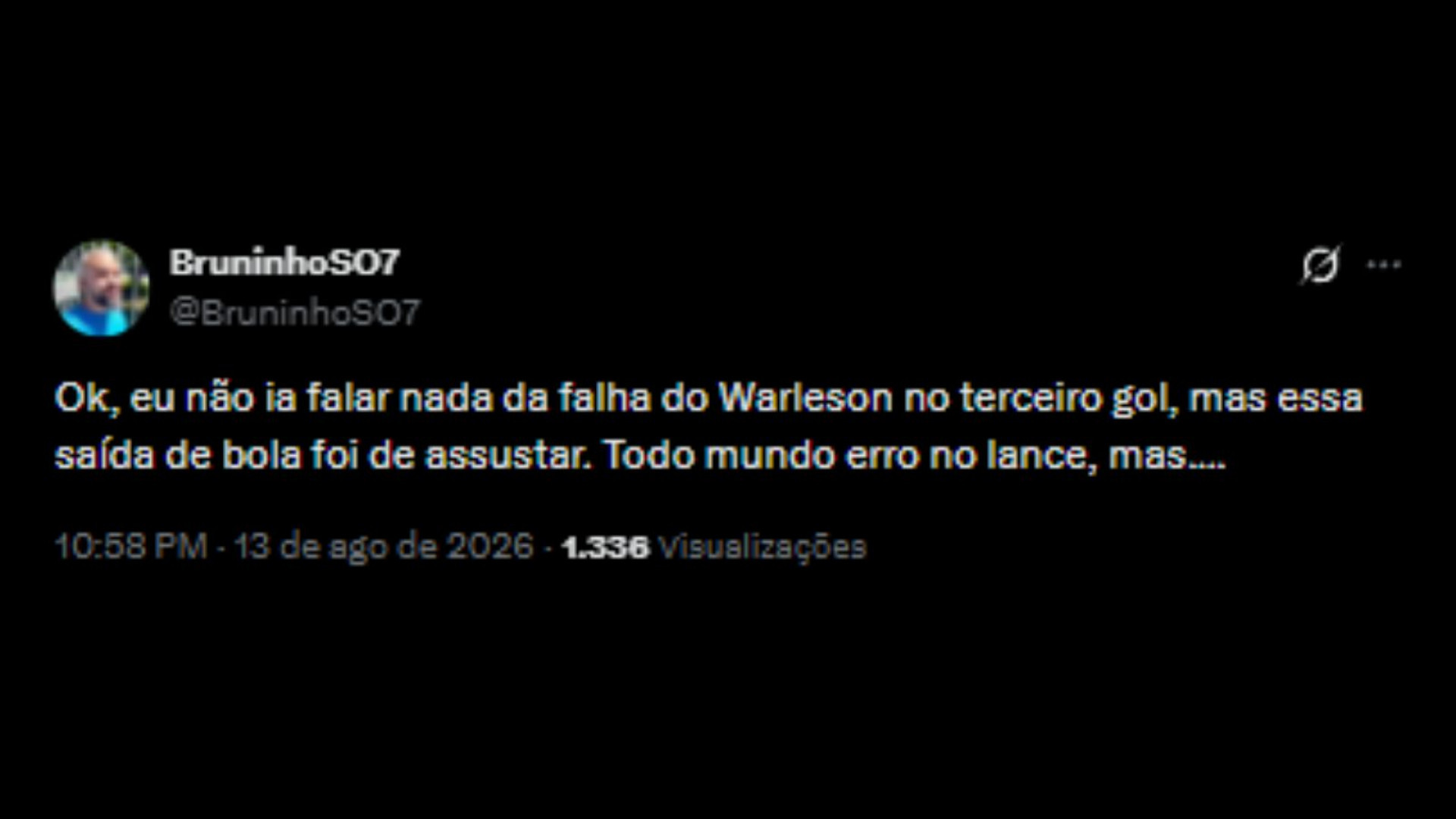 Críticas ao goleiro Warleson, após sofrer 6 gols, em Botafogo e Cienciano pela Sul-Americana - Reprodução/X @BruninhoSO3