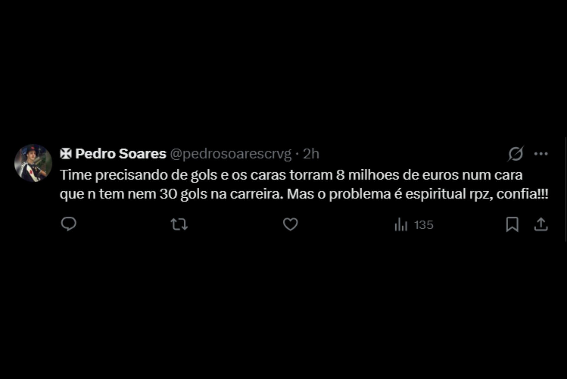 Vascaínos reprovam investida por John Mercado - Reprodução / X