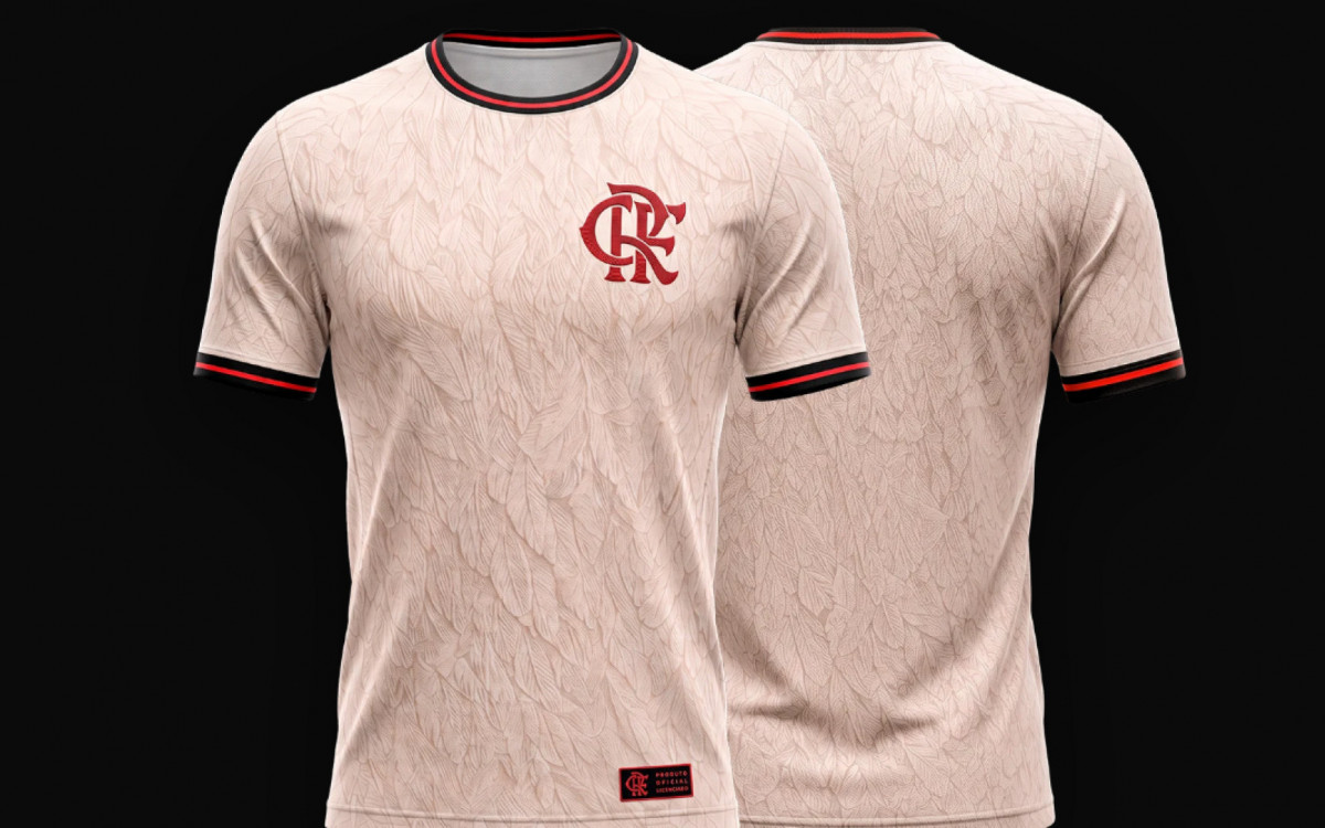 A camisa \'Urubu Rei\' foi uma criação de Bruno Gondim, inspirada no símbolo de força, proteção e domínio