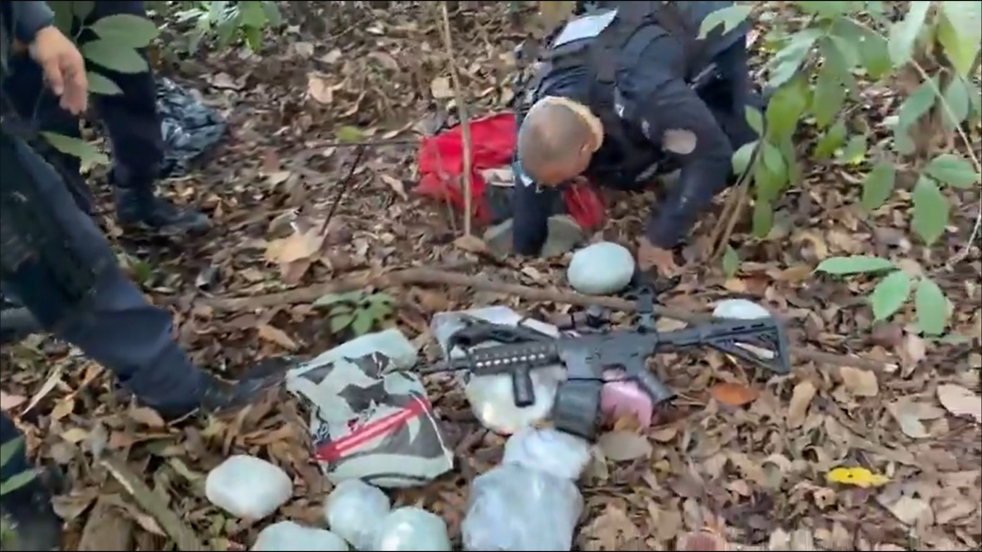 Drogas e armas estavam escondidas na mata - Divulga&ccedil;&atilde;o / PMERJ