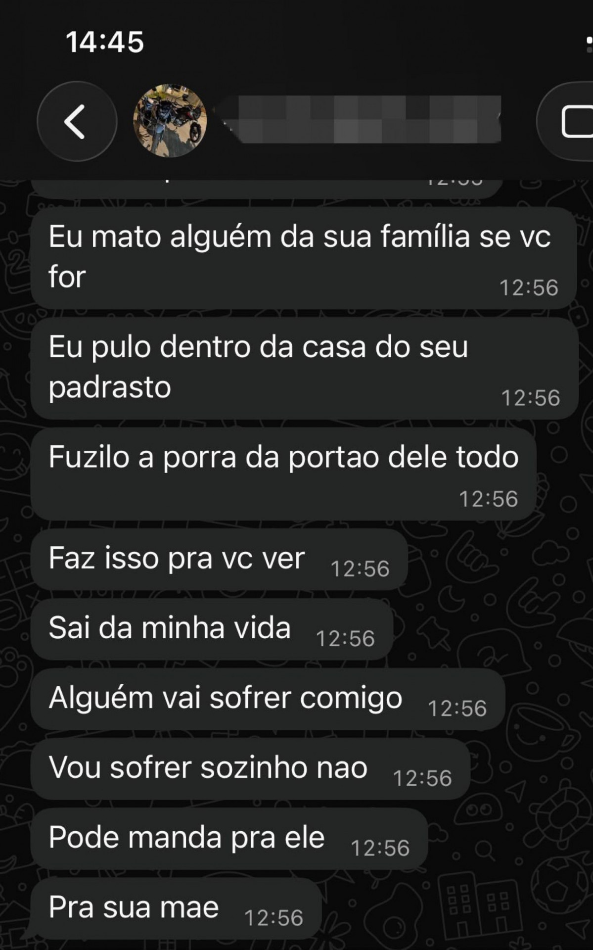 Vítima recebeu diversas mensagens ameaçadoras - Divulgação