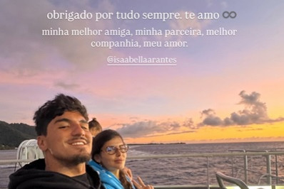 Em lua de mel, Gabriel Medina faz declaração para Isabella Arantes