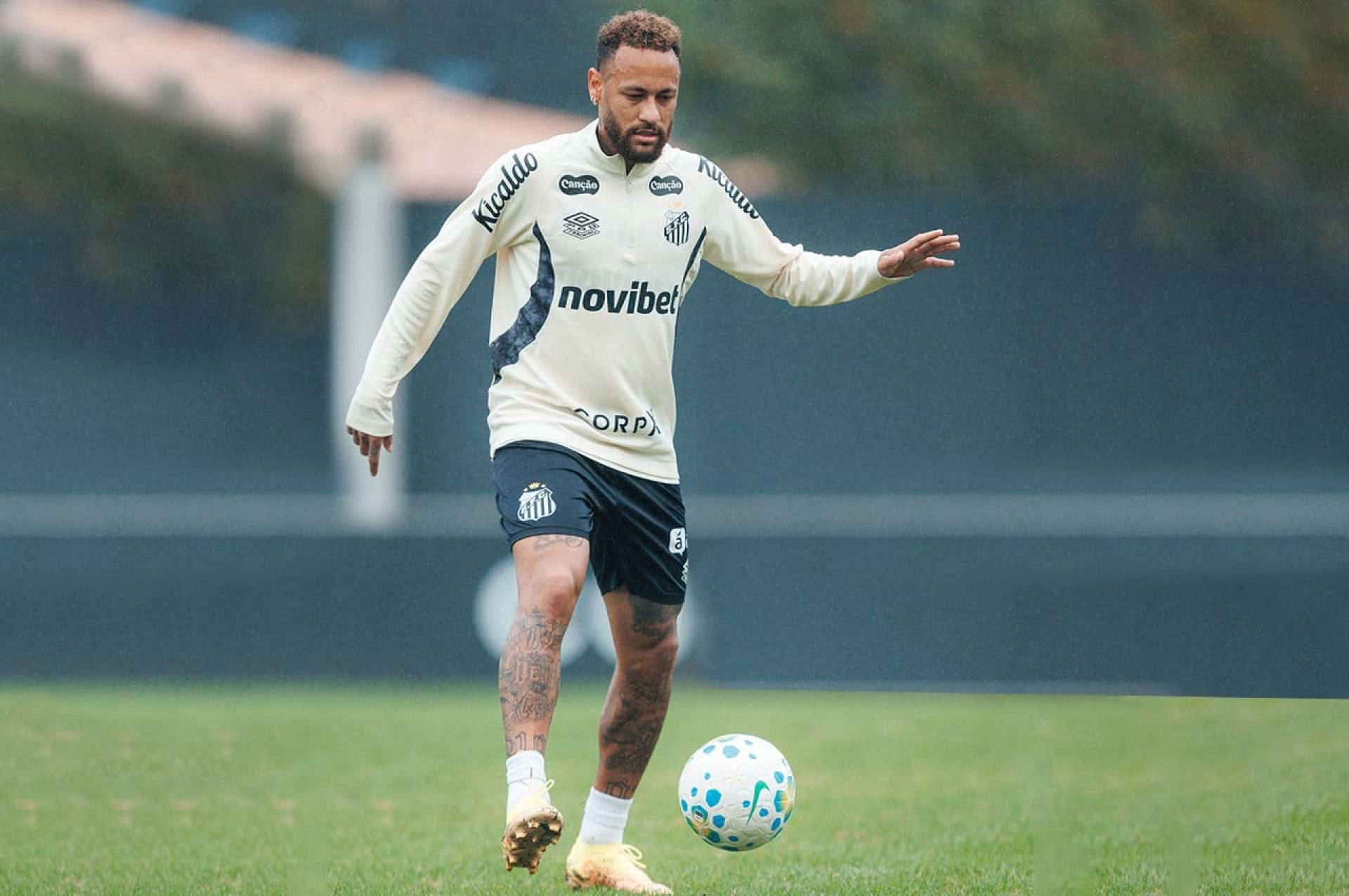 Poupado contra o Macar&aacute;, Neymar trabalha com bola no Santos