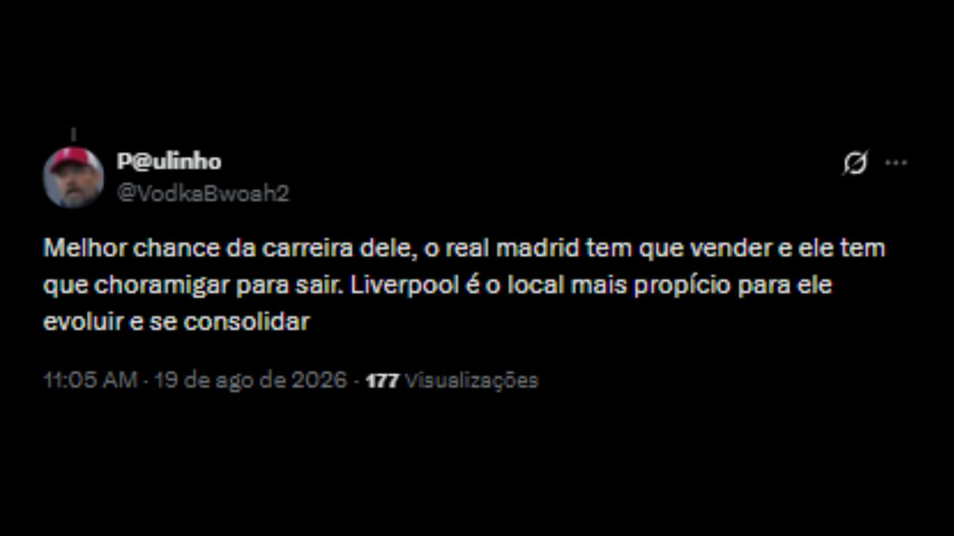 Torcedores apoiando saída de Endrick do Real Madrid para o Liverpool - Reprodução/ X @VodkaBwoah2