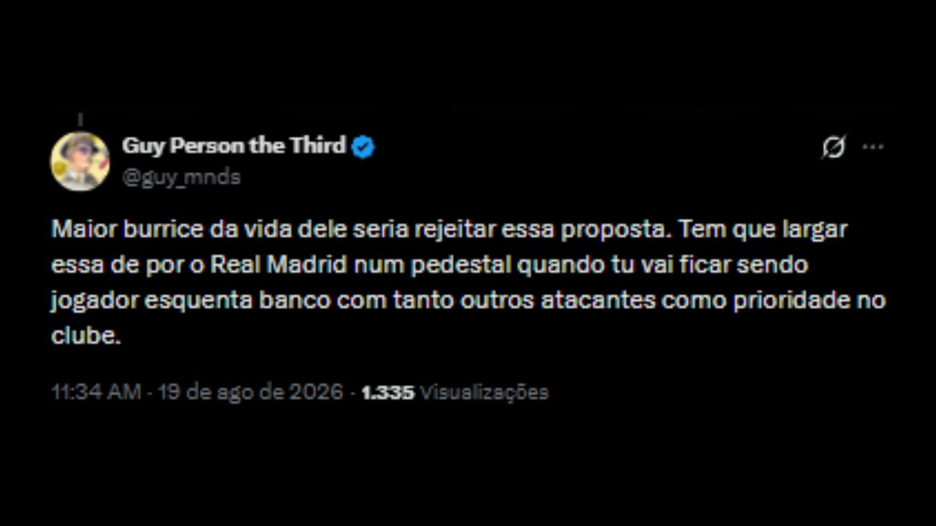 Torcedores apoiando saída de Endrick do Real Madrid para o Liverpool - Reprodução/ X @guy_mnds