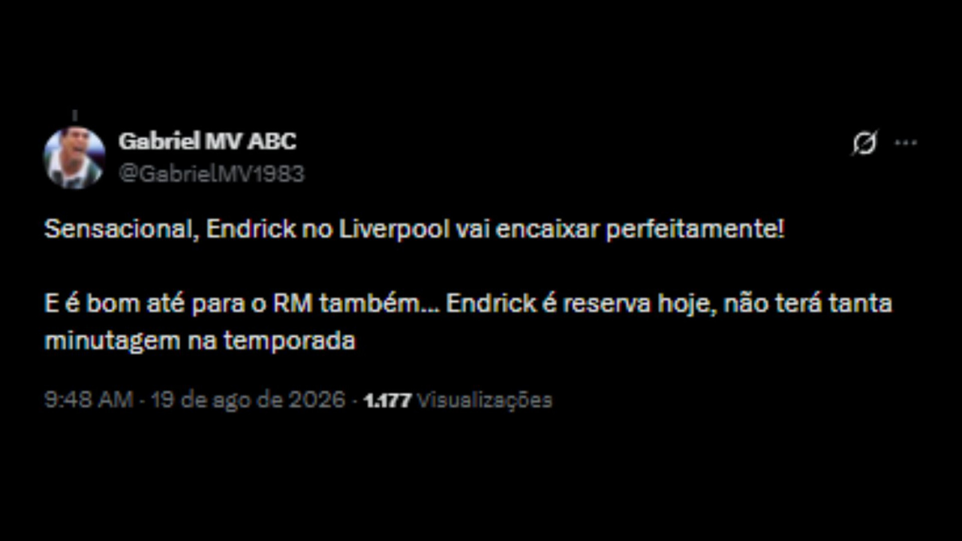 Torcedores apoiando saída de Endrick do Real Madrid para o Liverpool - Reprodução/ X @GabrielMV1983