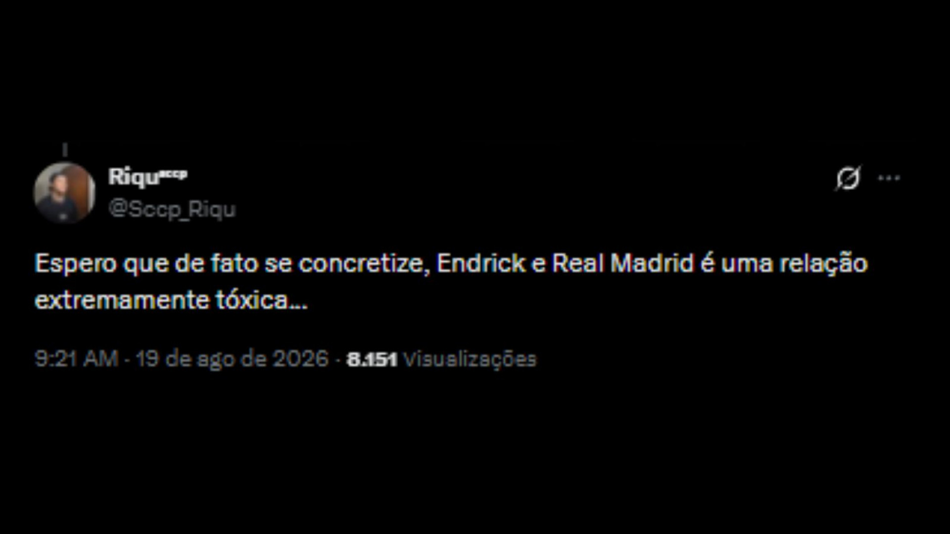 Torcedores apoiando saída de Endrick do Real Madrid para o Liverpool - Reprodução/ X @Sccp_Riqu
