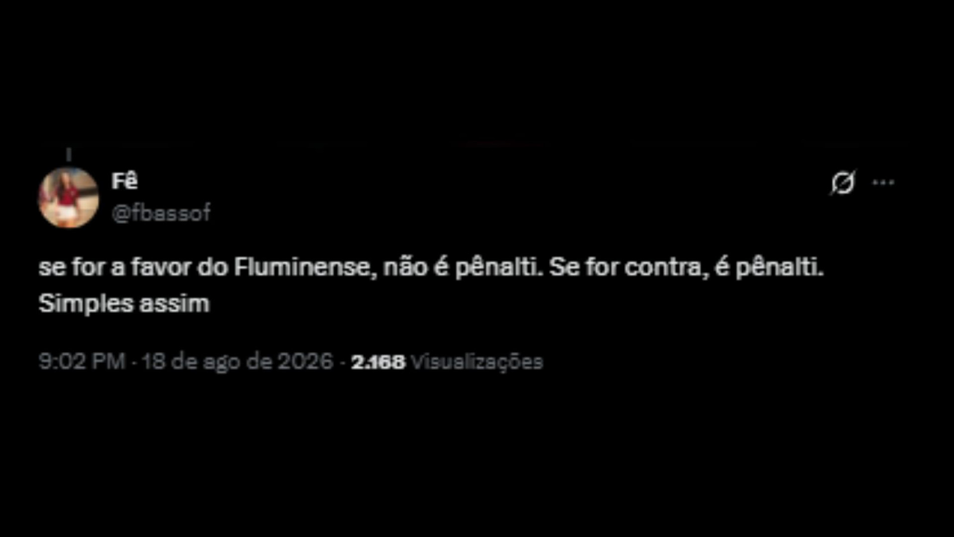 Usuários repercutindo pênalti marcando contra o Fluminense pela Libertadores - Reprodução/X @fbassof