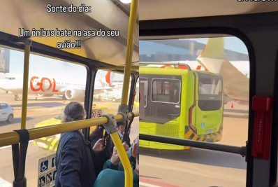 Ônibus atinge asa de avião da Gol no Aeroporto de Guarulhos