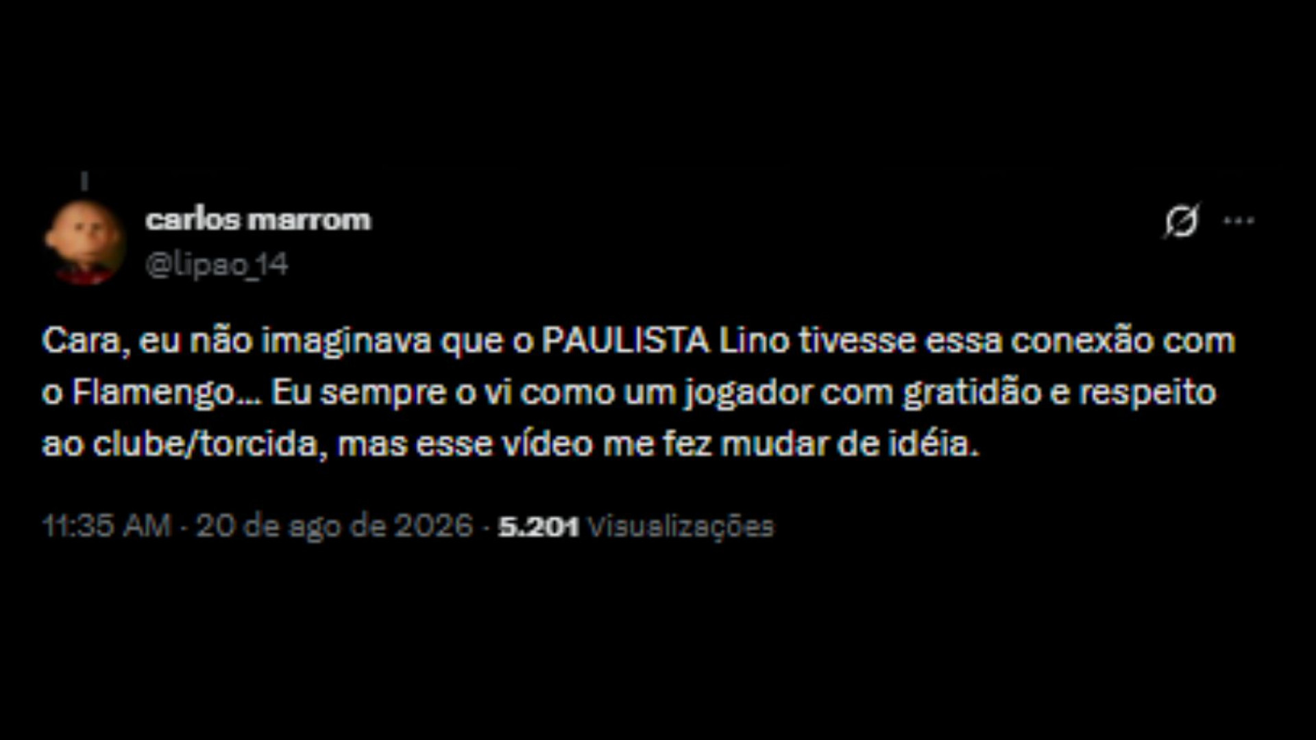 Torcedores elogiando Samuel Lino pela identificação que ele criou pelo Flamengo - Reprodução/X @lipao_14
