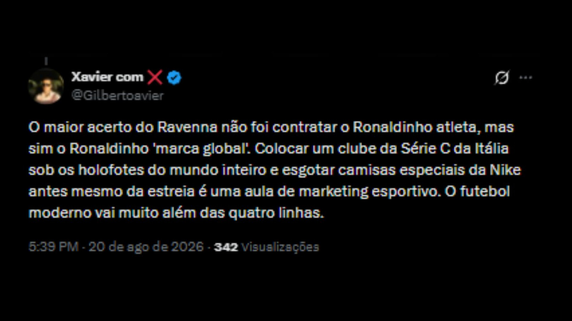 Internautas ansiosos com retorno de Ronaldinho Gaúcho aos campos - Reprodução/X @Gilbertoavier