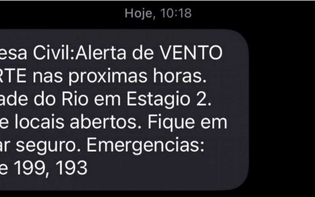 Novo alerta de ventos fortes foi emitido para popula&ccedil;&atilde;o na manh&atilde; desta sexta-feira