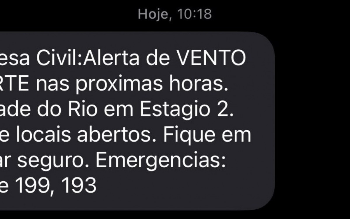 Novo alerta foi emitido paa cariocas sobre previs&atilde;o de ventos fortes