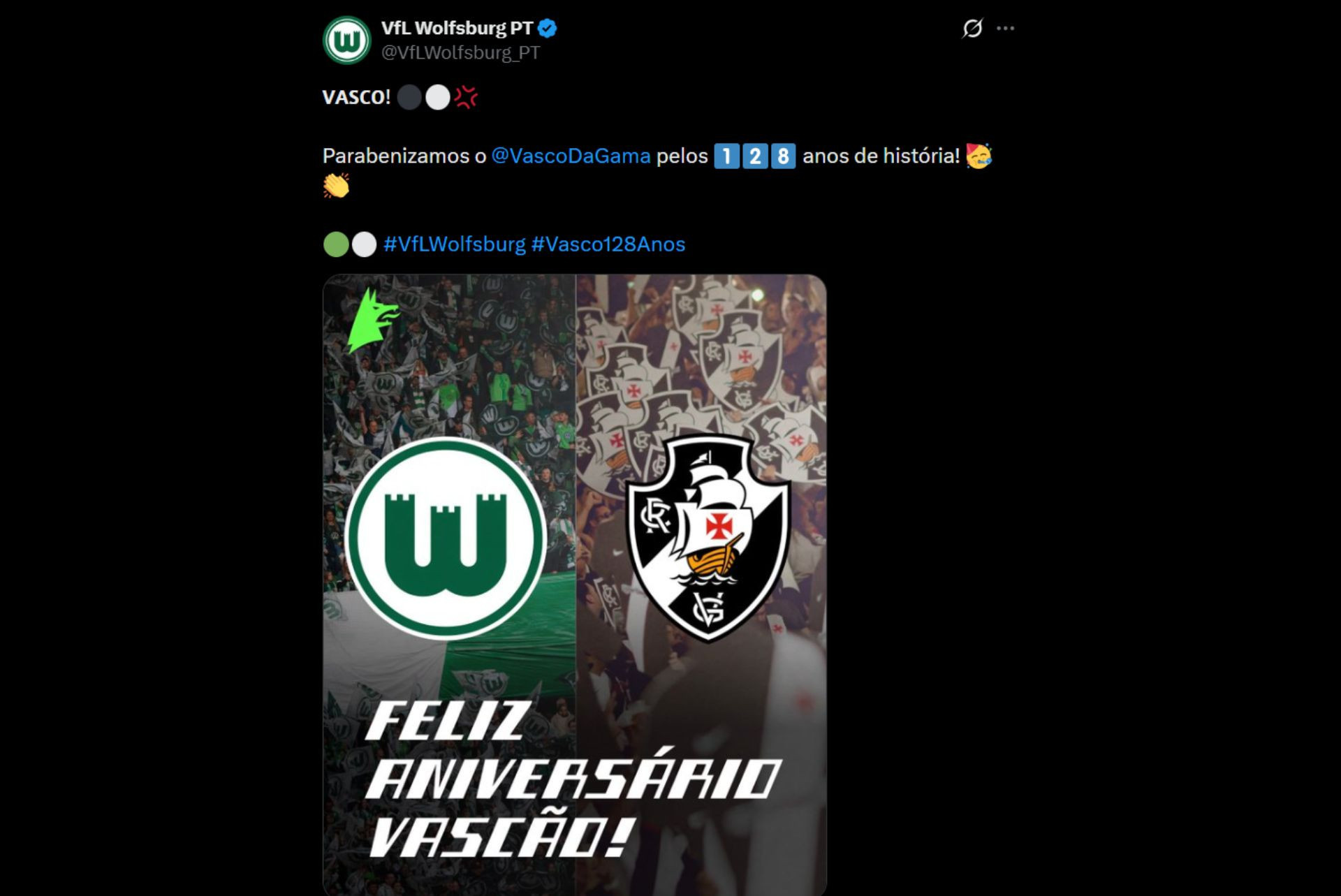 Vasco recebe homenagens por aniversário de 128 anos - Reprodução / X