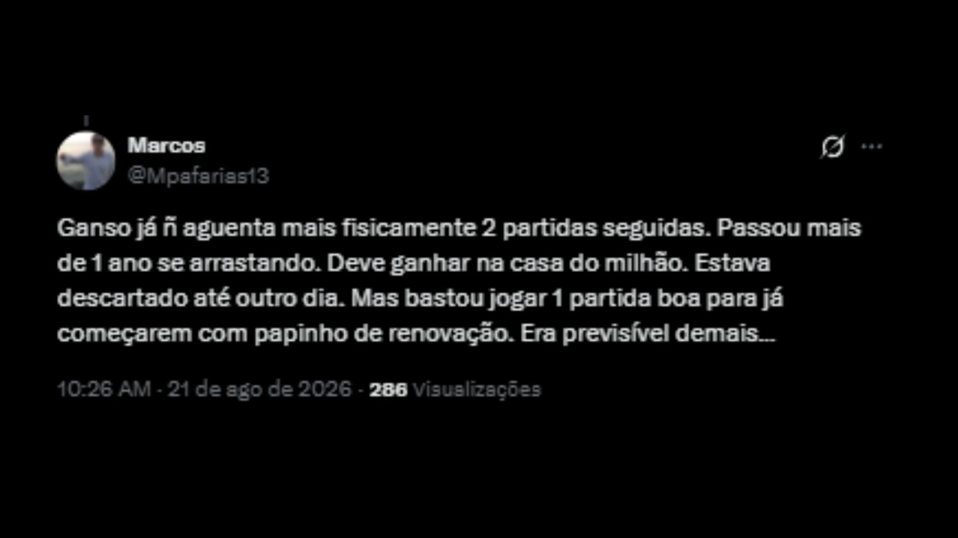 Torcedores do Fluminense debatem se clube deveria renovar com Ganso, nas redes sociais - Reprodução/X @Mpafarias13