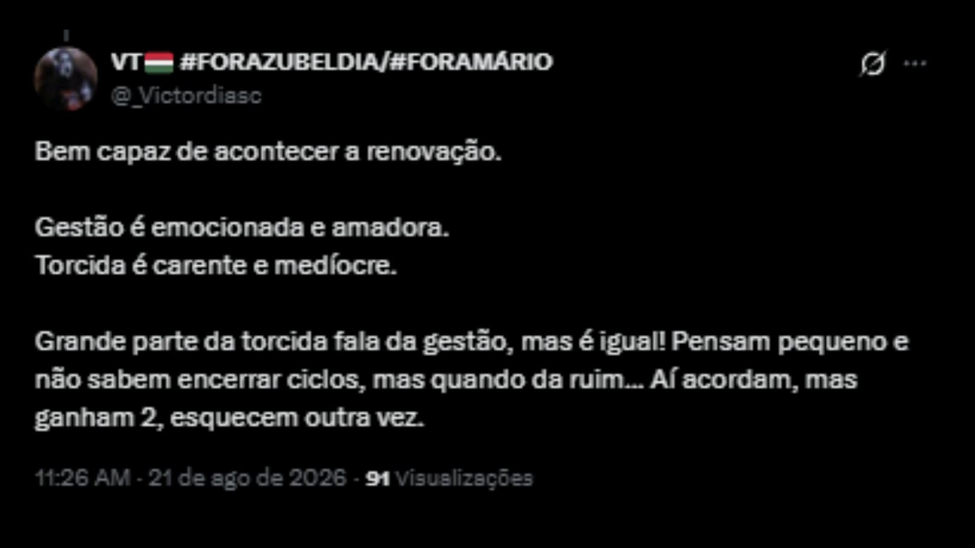 Torcedores do Fluminense debatem se clube deveria renovar com Ganso, nas redes sociais - Reprodução/X @_Victordiasc
