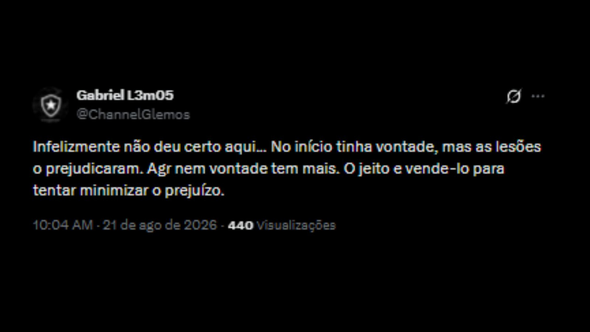 Torcedores do Botafogo opinam sobre a saída de Santi Rodríguez - Reprodução/X @ChannelGlelemos