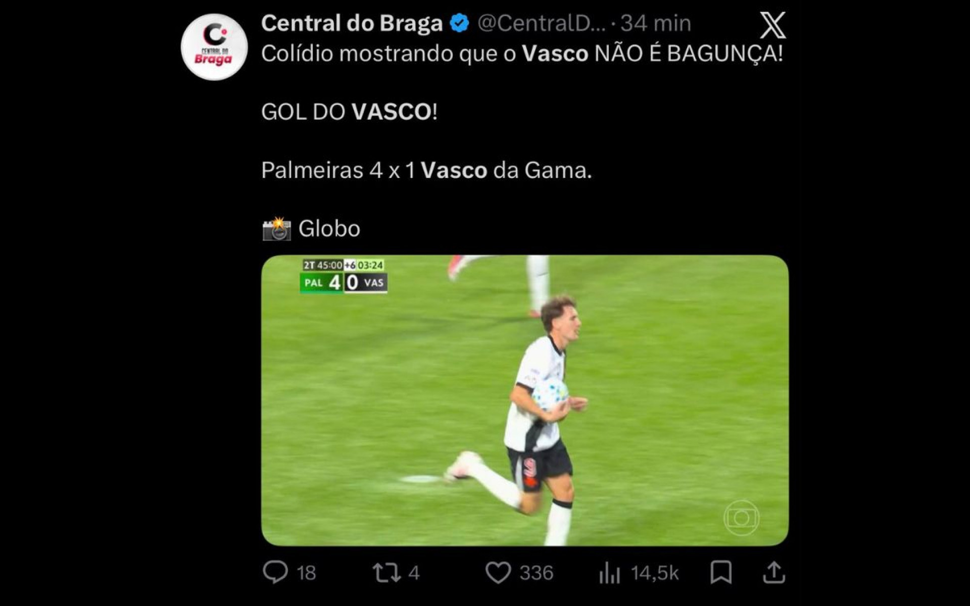 Internautas não perdoaram a goleada sofrida pelo Vasco, no Nubank Parque - Reprodução / Internet