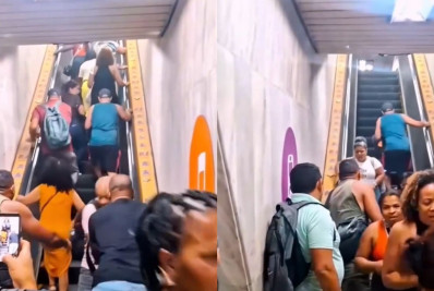 Vídeo: Escada rolante cheia de passageiros muda de sentido na Central