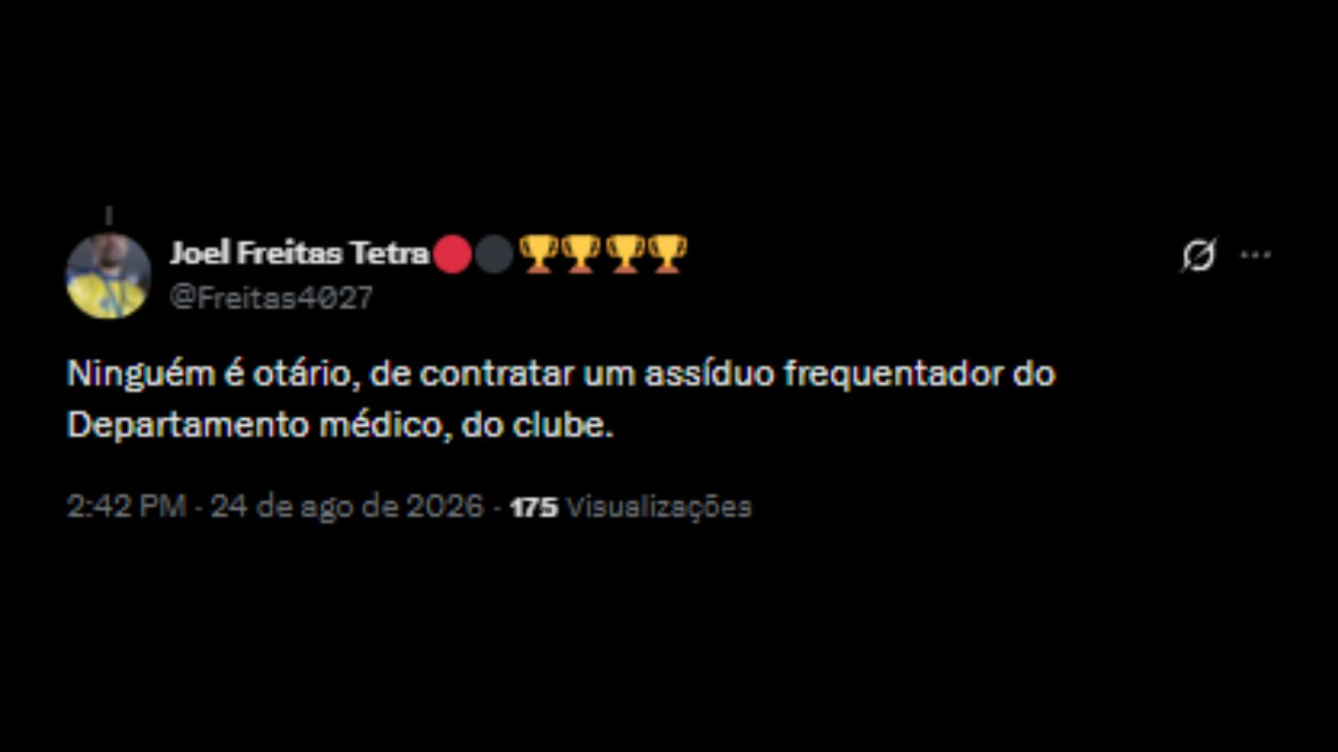 Torcedores do Flamengo lamentando a permanência de Everton Cebolinha - Reprodução/X @Freitas4027
