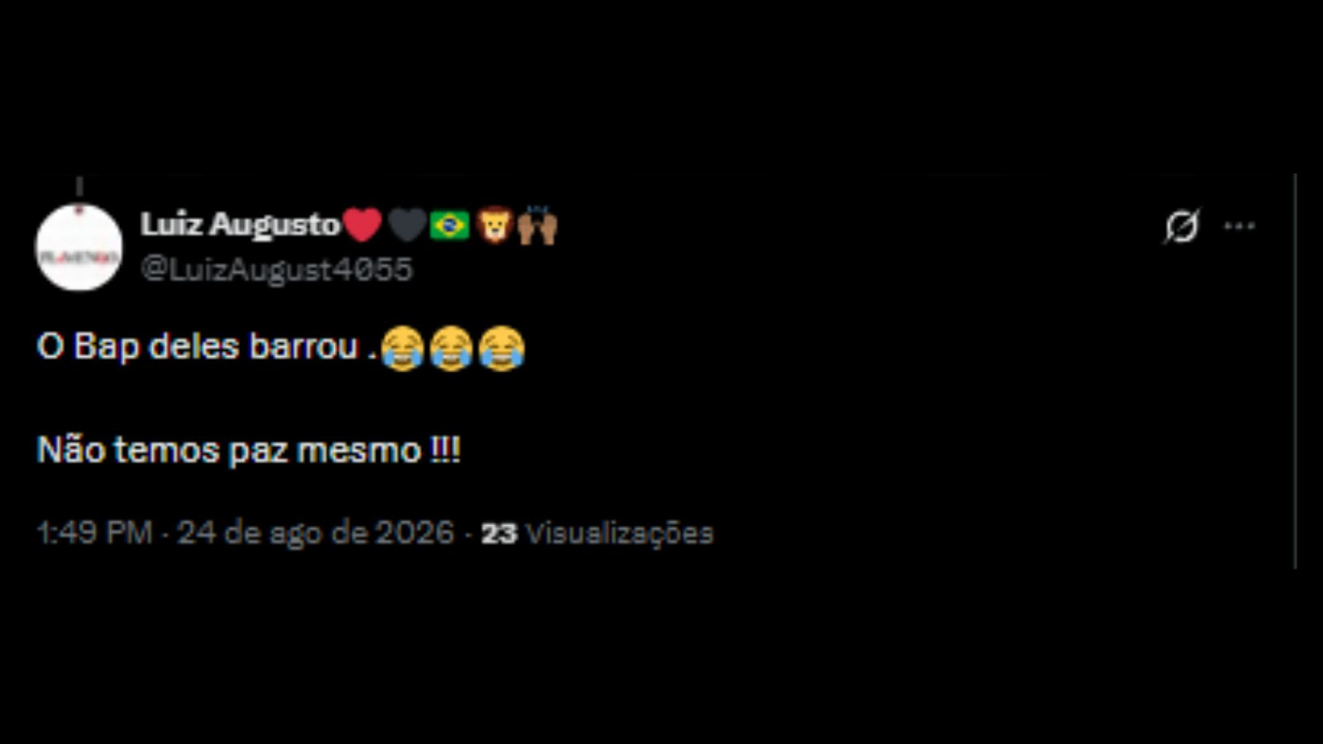 Torcedores do Flamengo lamentando a permanência de Everton Cebolinha - Reprodução/X @LuizAugust4055