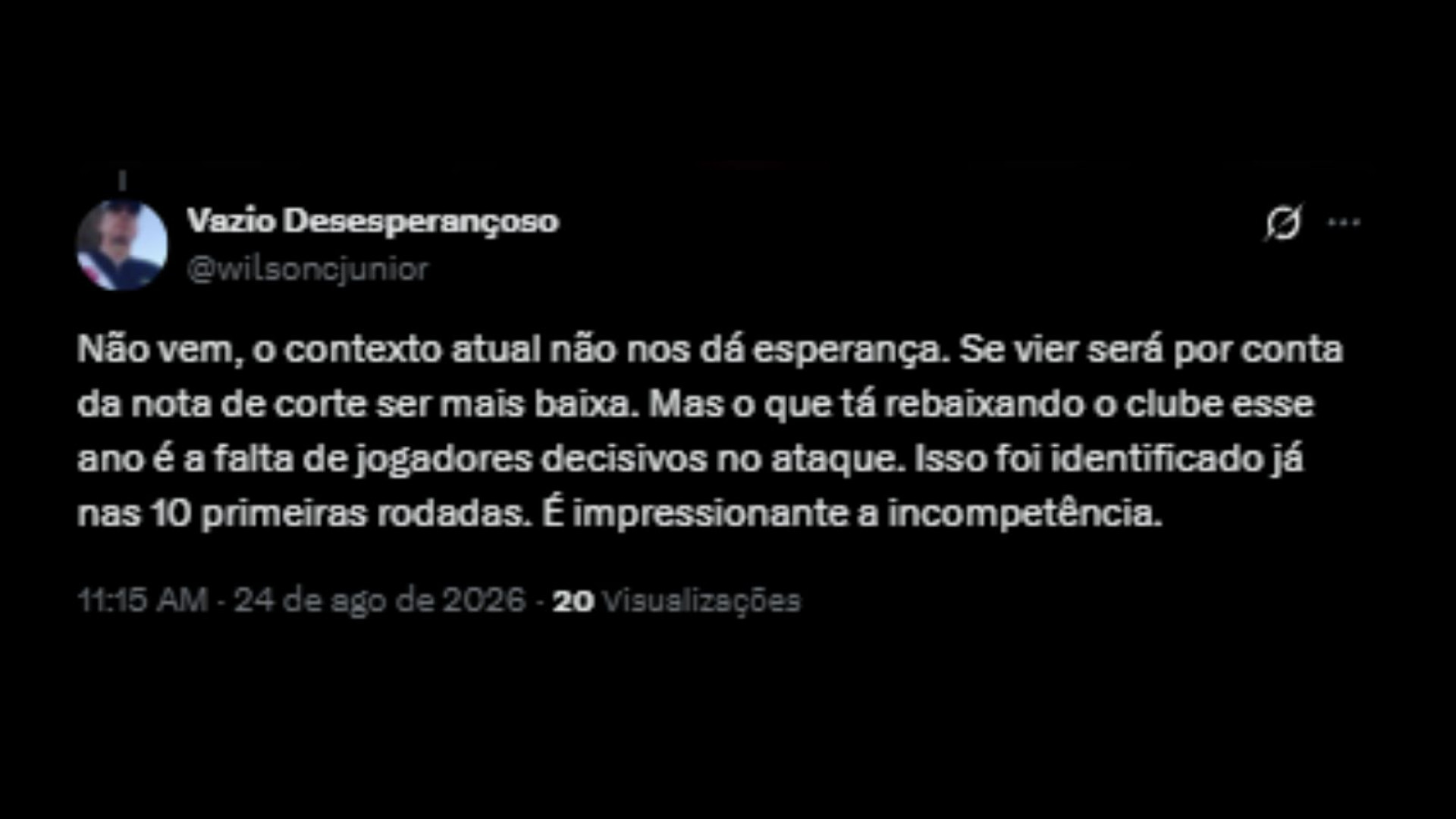Torcedores do Vasco comentando a possibilidade de escapar do rebaixamento - Reprodução/X @wilsoncjunior
