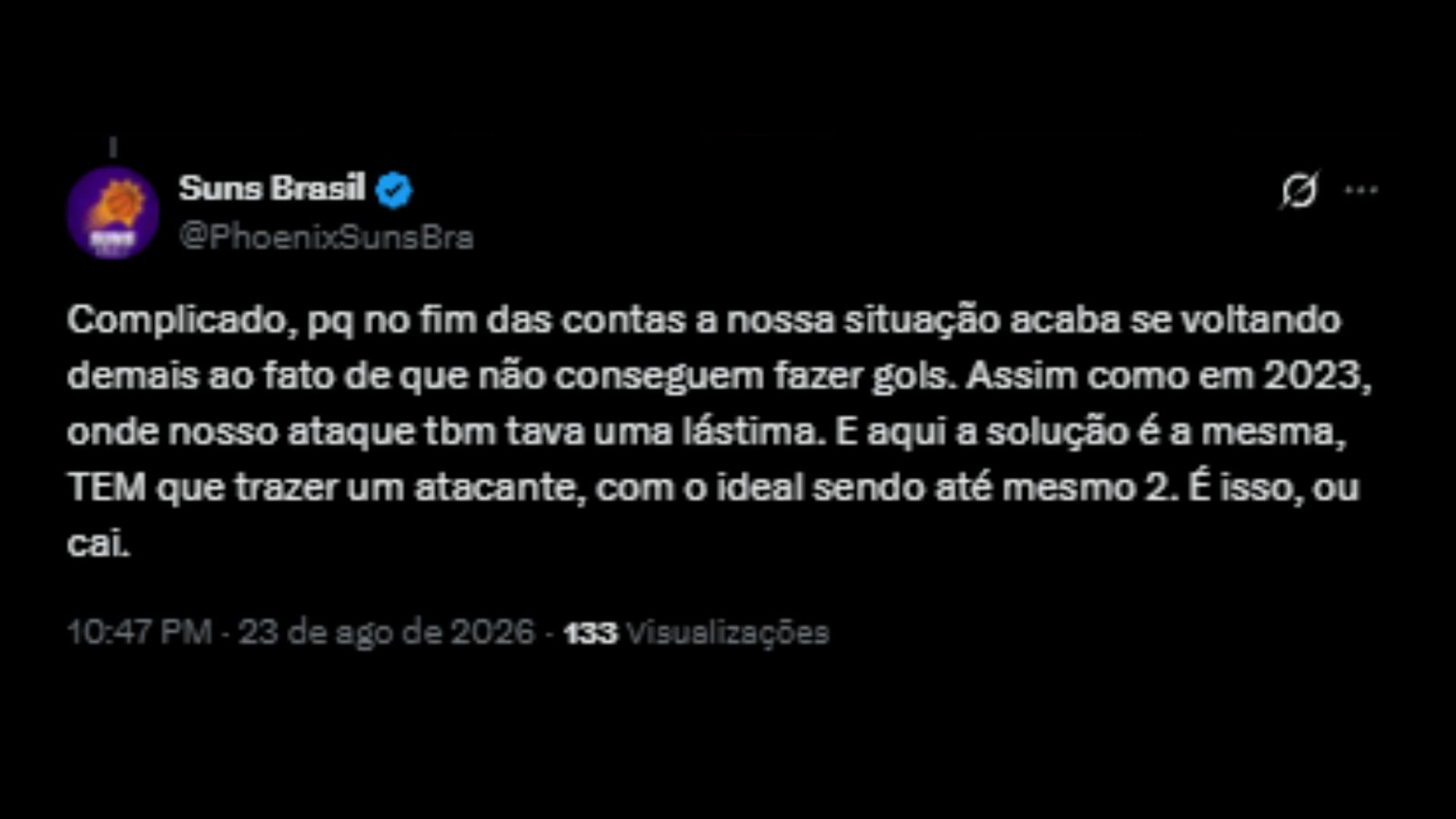 Torcedores do Vasco comentando a possibilidade de escapar do rebaixamento - Reprodução/X @PhoenixSunsBr