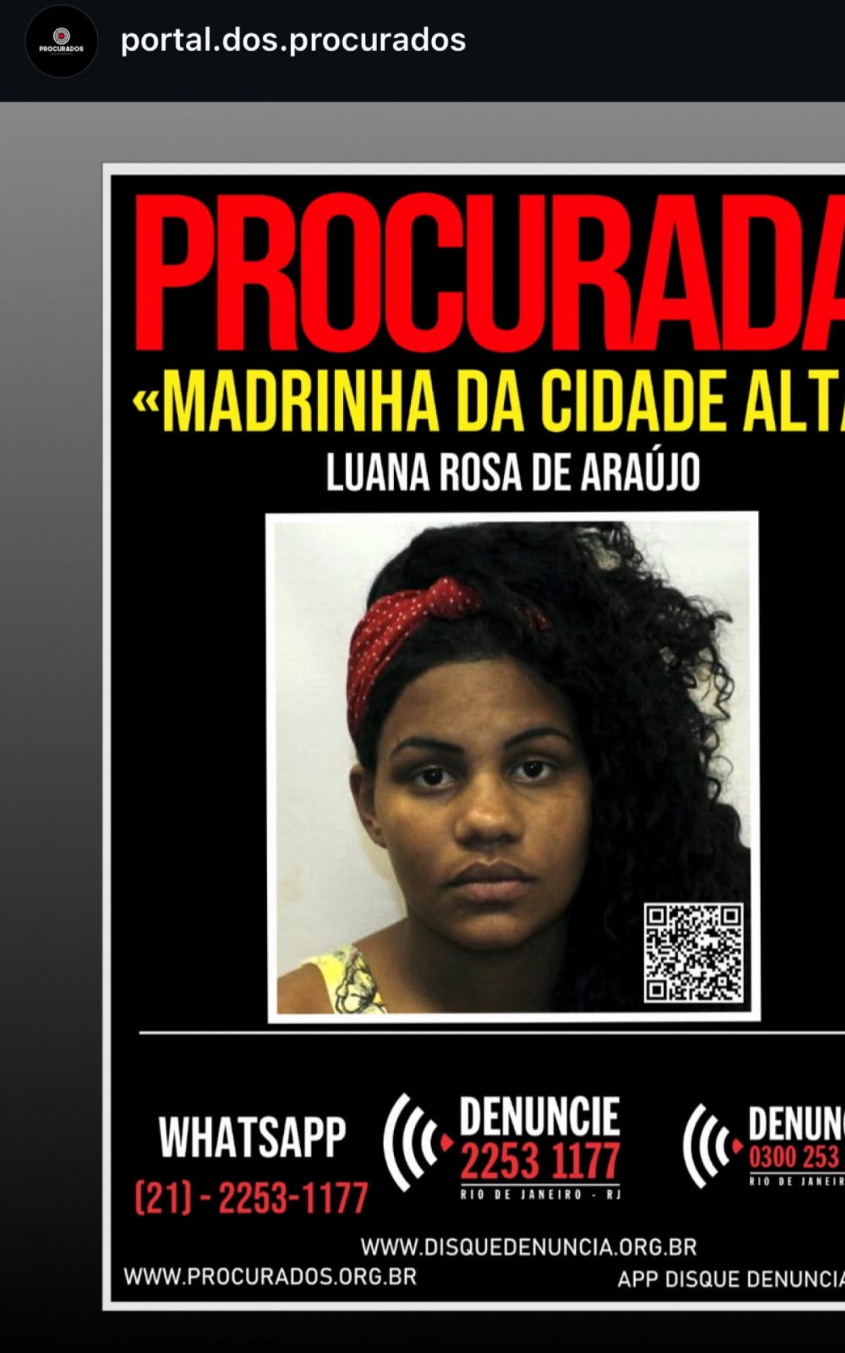 'Madrinha da Cidade Alta' está entre os presos na operação no Complexo de Israel - Divulgação