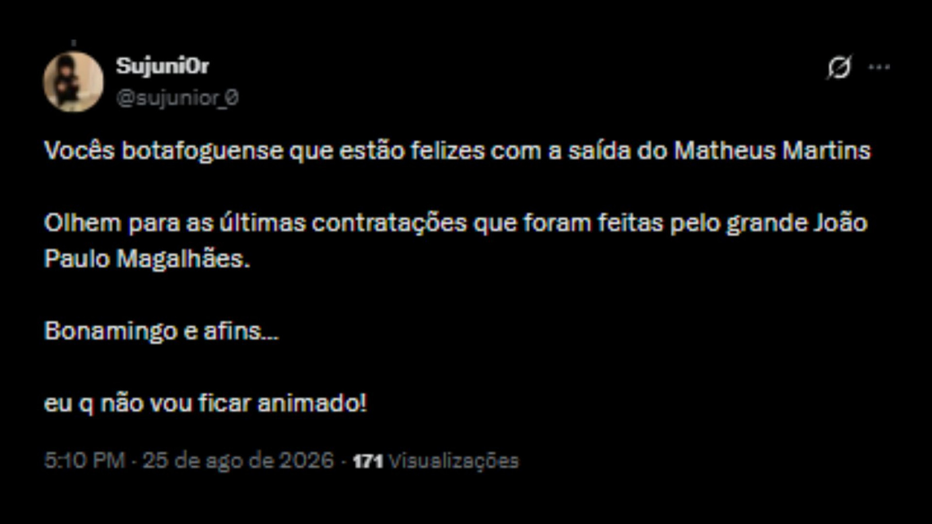 Repercussão sobre saída do Matheus Martins para a Rússia - Reprodução/X @sujunior_0