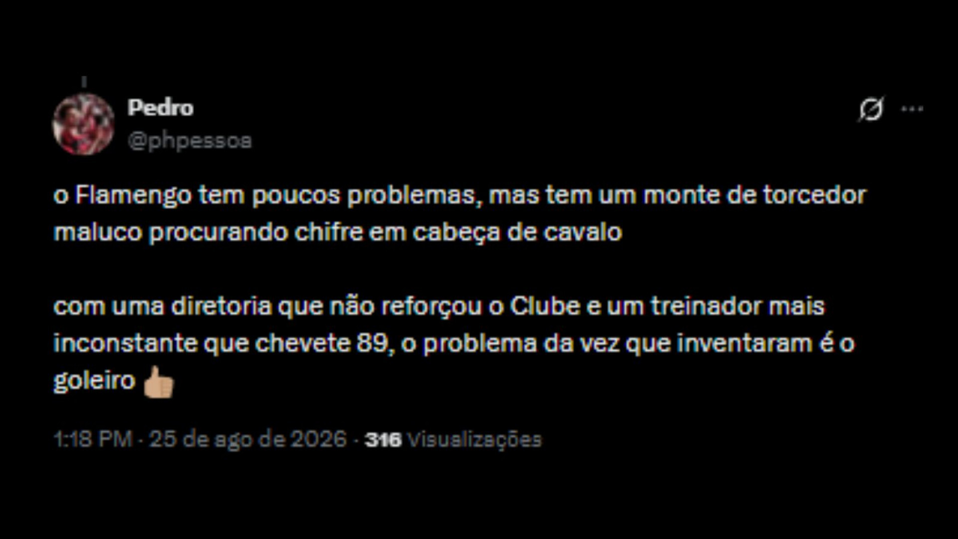Torcedores do Flamengo opinando sobre o Rossi ter falhado nas últimas partidas - Reprodução/X @phpessoa