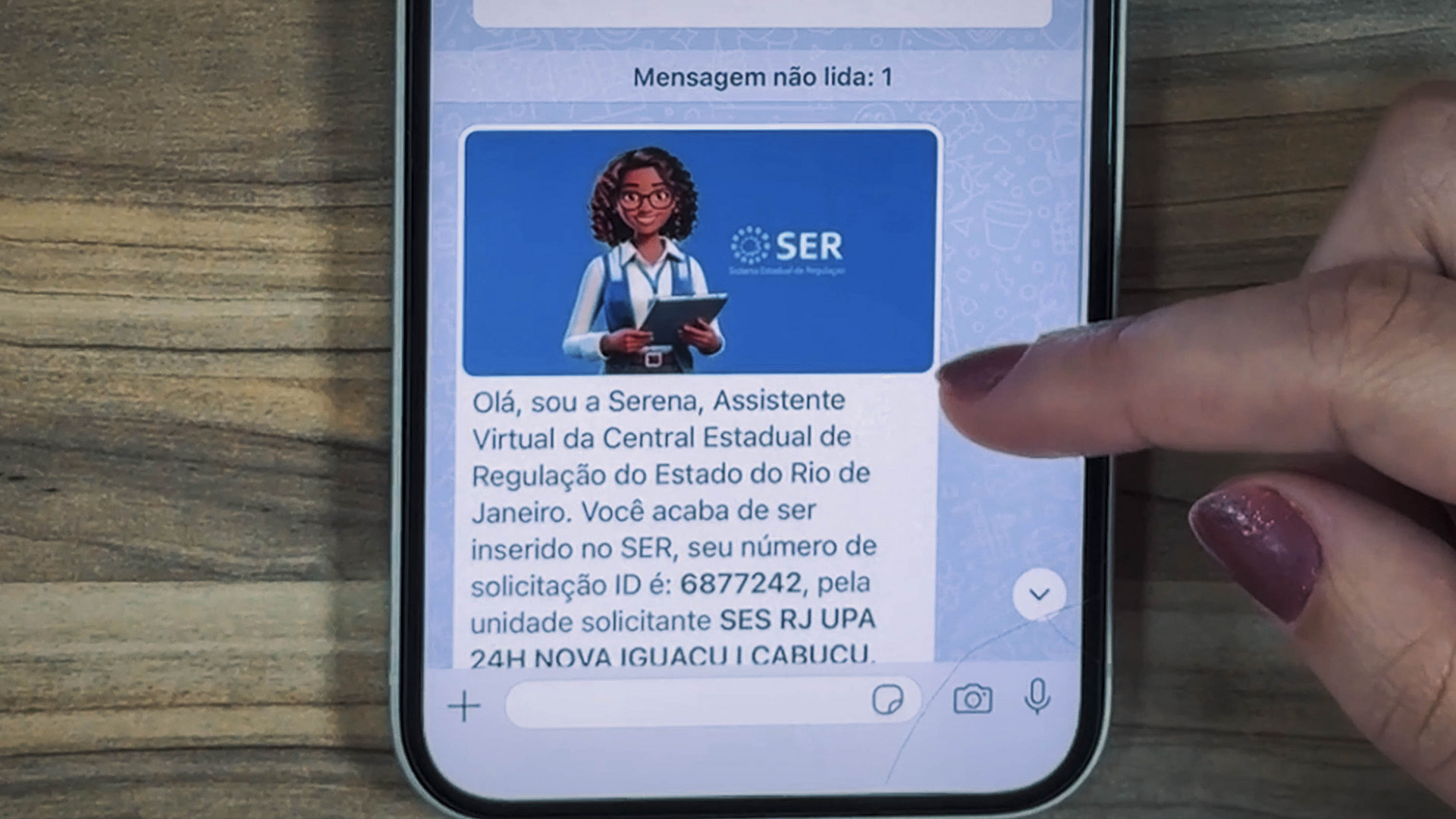 A Serena, agora permite confirmar ou adiar consultas, exames e procedimentos pelo WhatsApp - Divulgação/ Secretaria de Estado de Saúde
