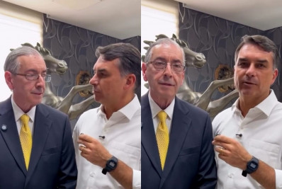 Flávio Bolsonaro grava vídeo de apoio à candidatura de Eduardo Cunha