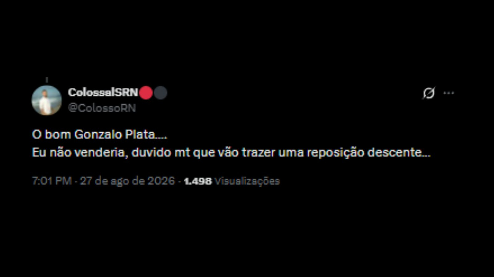 Torcedores do Flamengo debatem a possível saída de Gonzalo Plata - Reprodução/X @ColossoRN