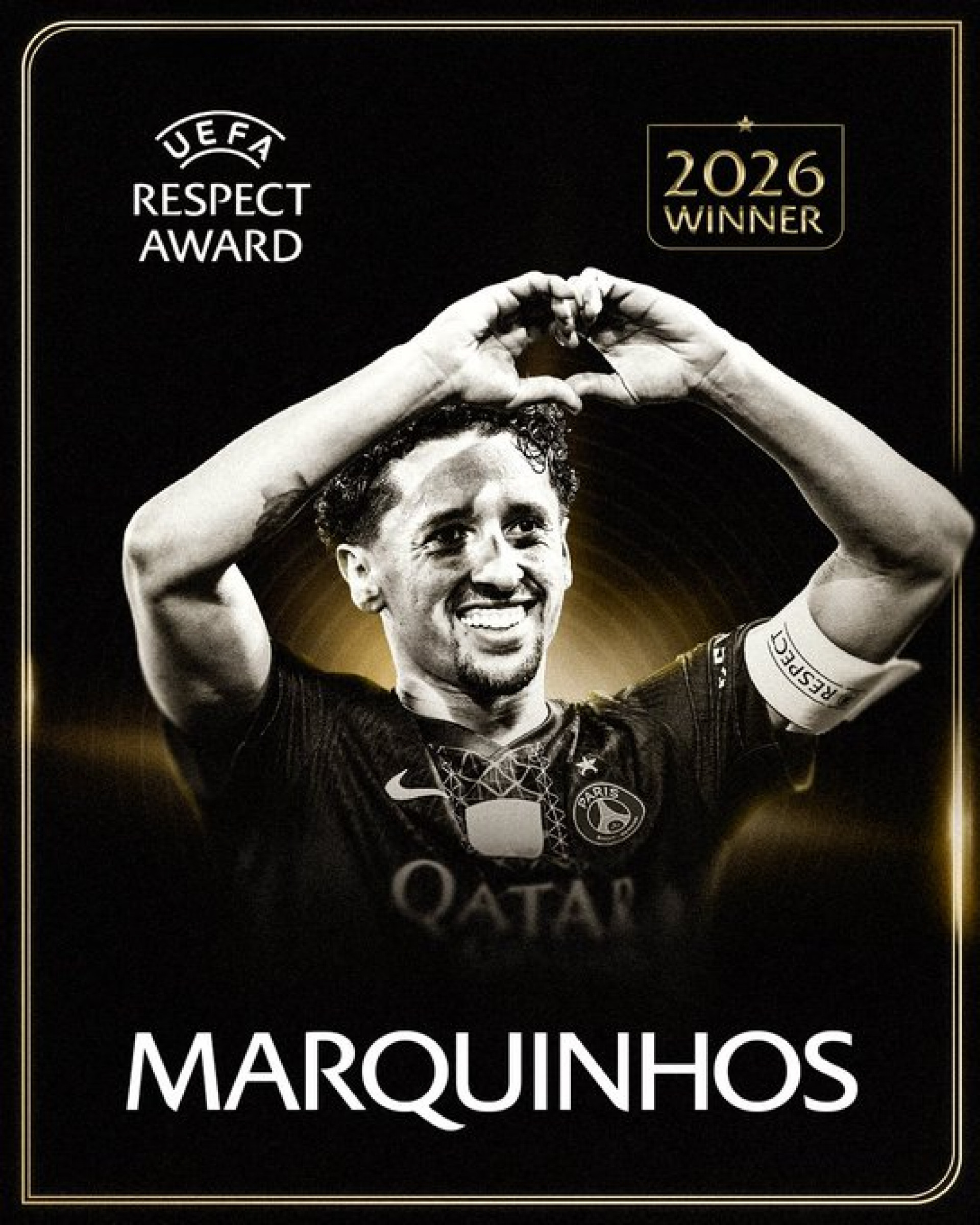 Marquinhos recebe prêmio inédito da UEFA