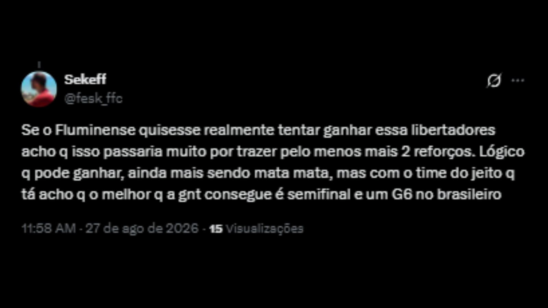 Torcedores do Fluminense repercutindo janela de transferência pouco movimentada do clube - Reprodução/X @fesk_ffc