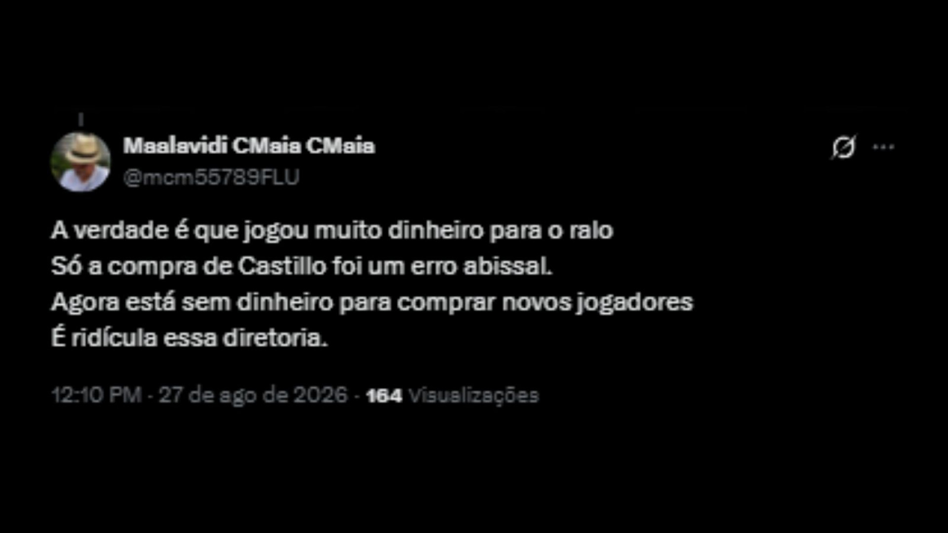 Torcedores do Fluminense repercutindo janela de transferência pouco movimentada do clube - Reprodução/X @mcm55789FLU