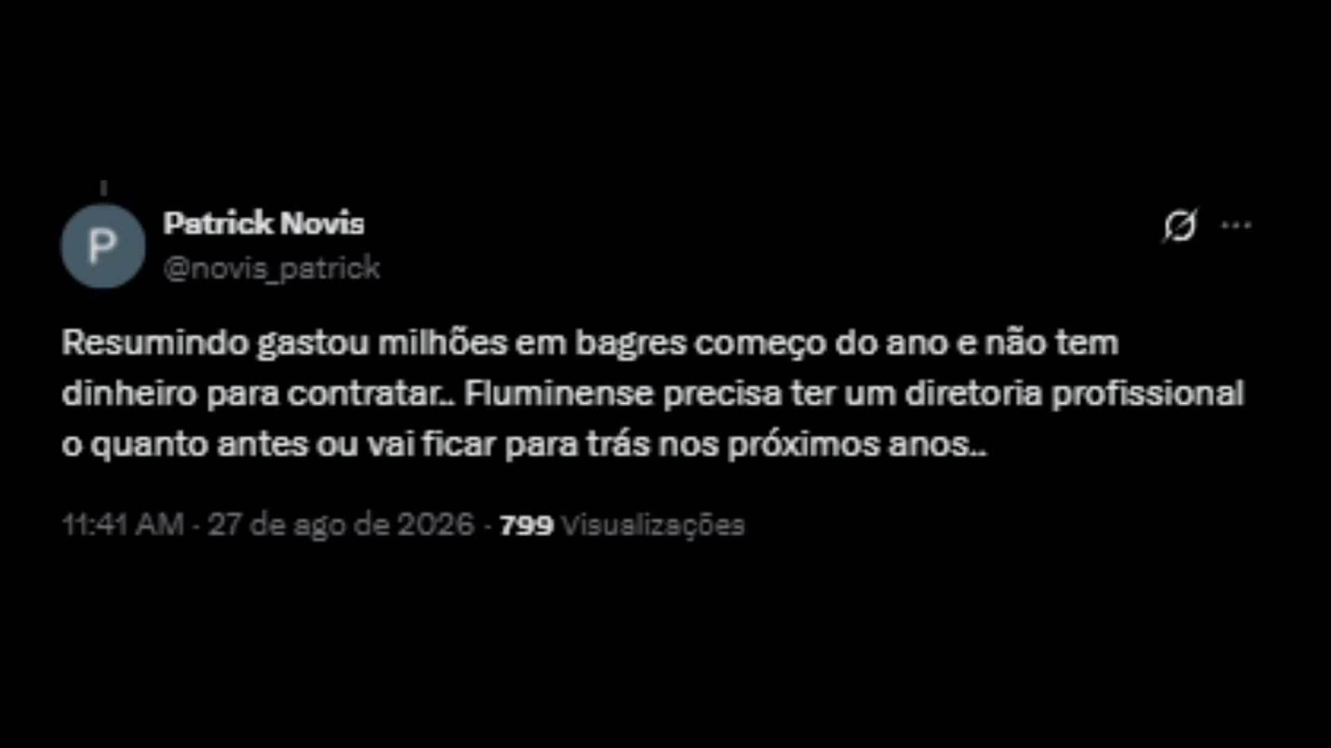 Torcedores do Fluminense repercutindo janela de transferência pouco movimentada do clube - Reprodução/X @novis_patrick