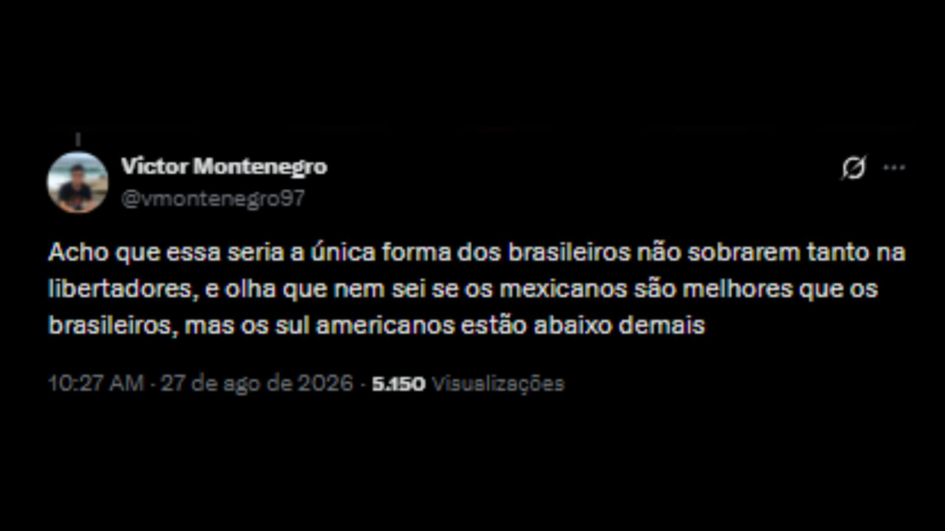Internautas debatem questões a cerca da volta dos mexicanos para a Copa Libertadores - Reprodução/X @vmontenegro97